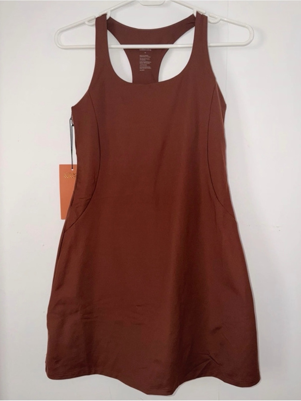 girlfriend collective Racerback A-Line Mini Dress in Rust